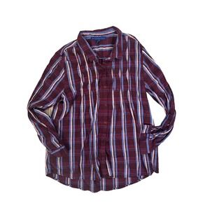 Bandolino Women Pleated Plaid Button Up  Size XL Dark Academia Preppy Capsule